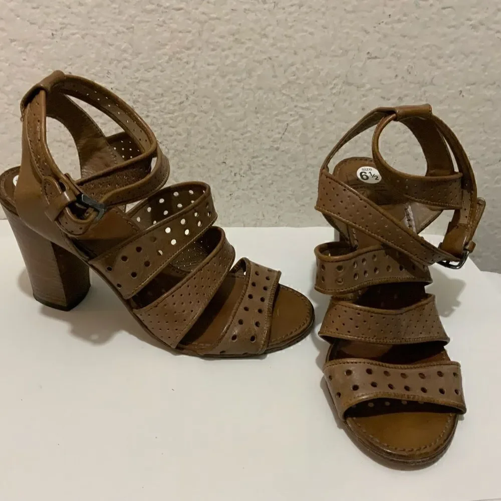 Pantanetti leather strappy ankle strap sandals shoes women's 6.5